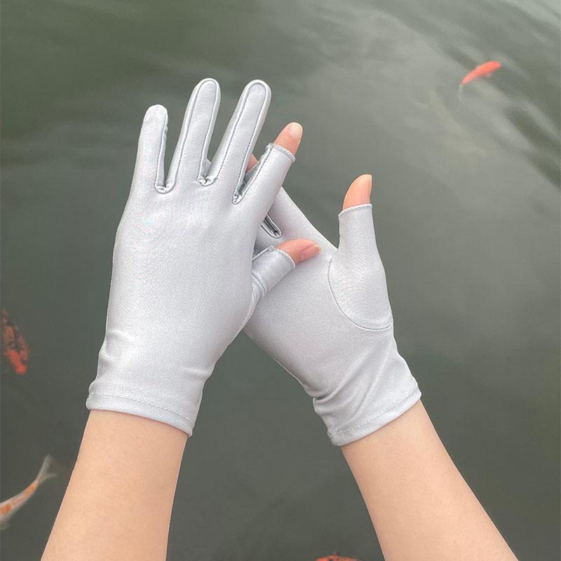 

Тонкие перчатки без пальцев из ледяного шелка: Защита от солнца для мужчин и женщин – Идеально для езды на велосипеде, вождения и сбора чая весной, летом и осенью. One Size