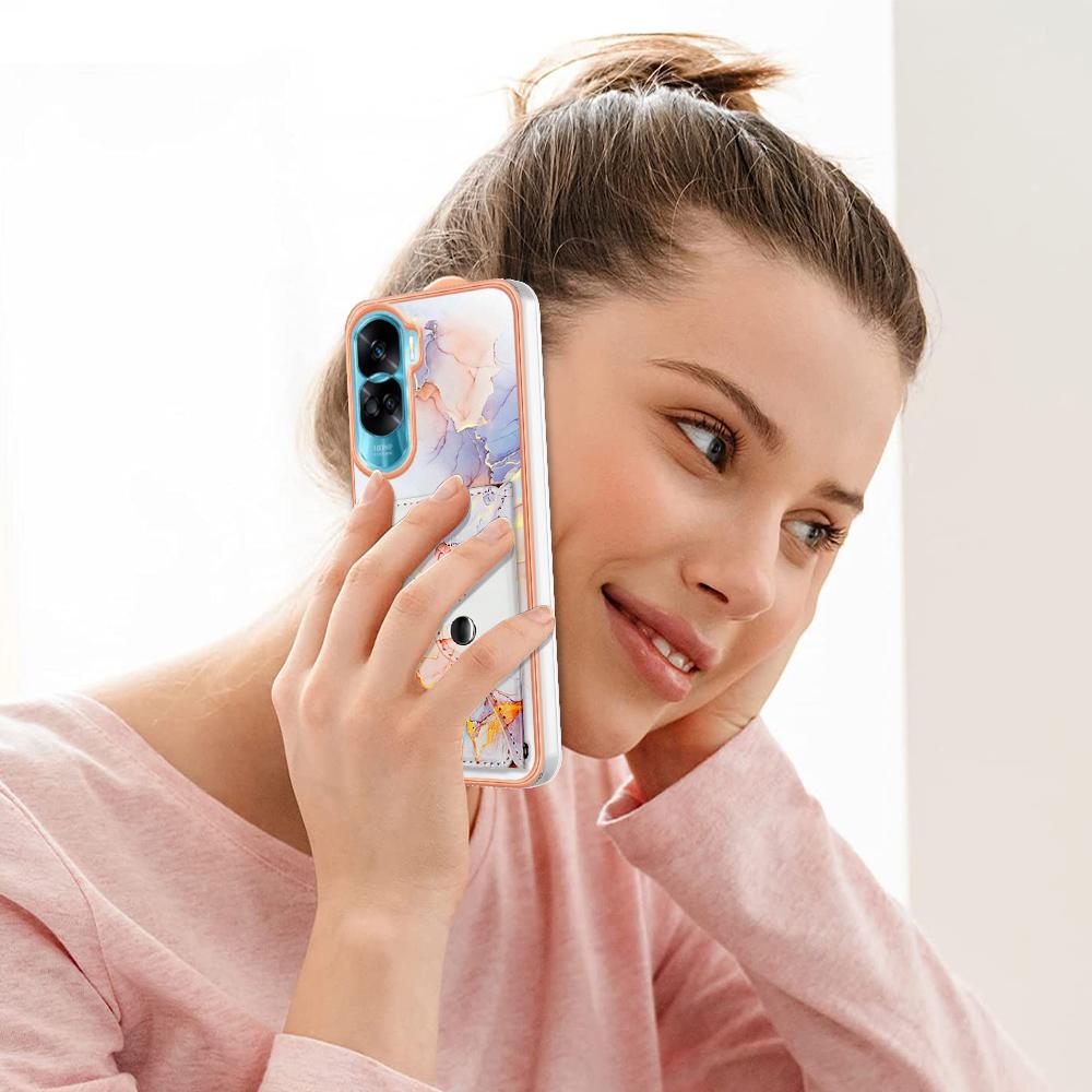 YB Leather Coating Series-9 for Honor 90 Lite 5G/X50i 5G Case Card Slot Kickstand PU+TPU IMD Phone Cover