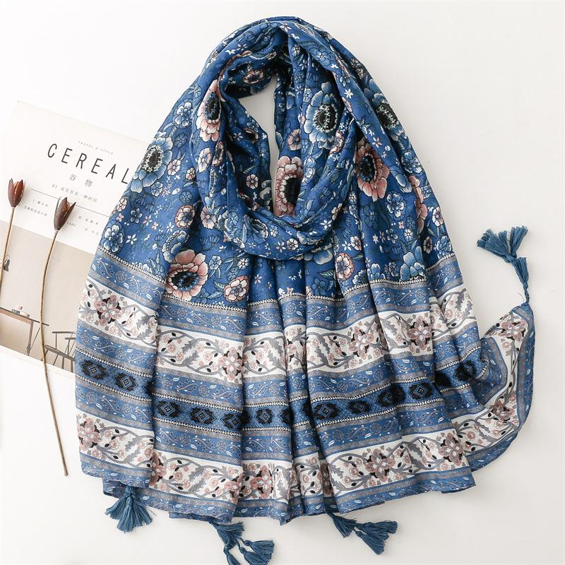 African Indian Ethnic Geometric Floral Tassel Viscose Shawl Scarf High Quality Wrap Headband Bufanda Muslim Hijab Sjaal 180*90Cm