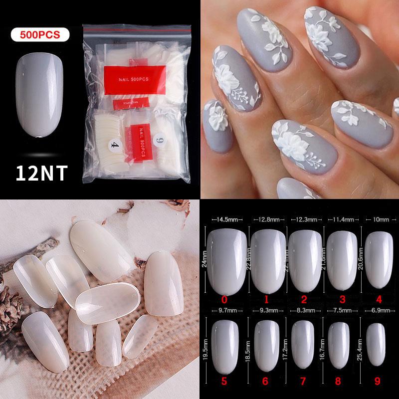 500Pcs/Bagged False Nail Tips Acrylic Practice Nail Capsules Artificial Nails Soft Gel Full Cover Coffin Nail Tips Manicure Tool