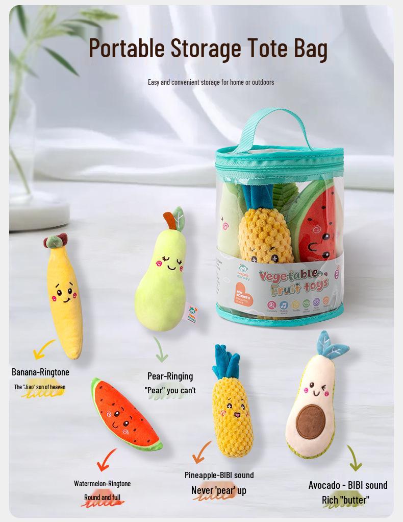 Cartoon Gemüse & Obst Rasselspielzeug für Babys 0-6 Monate