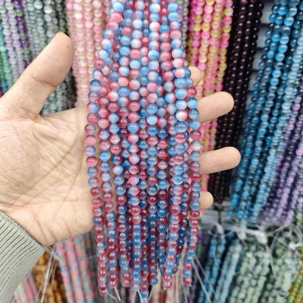 8mm Cat's Eye Stone Beads: Single, Double, Triple-Color, DIY Jewelry Round Beads