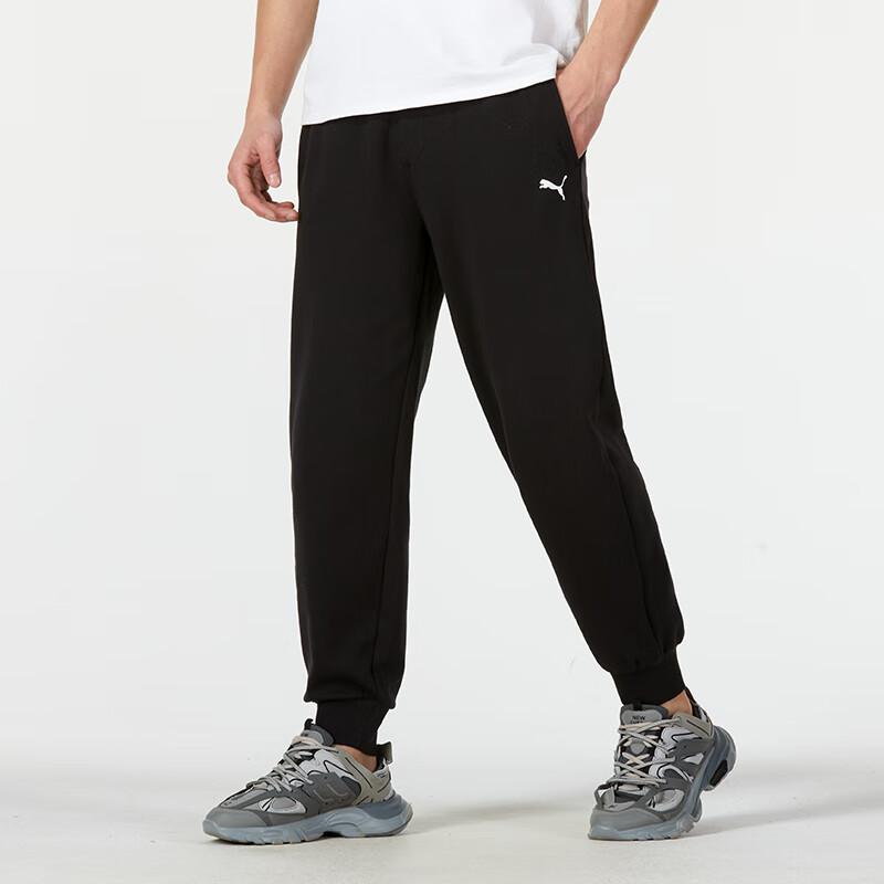 Puma Solid Color Elastic Waistband Tapered Knit Sports Pants Men Bottoms Black 682917-01