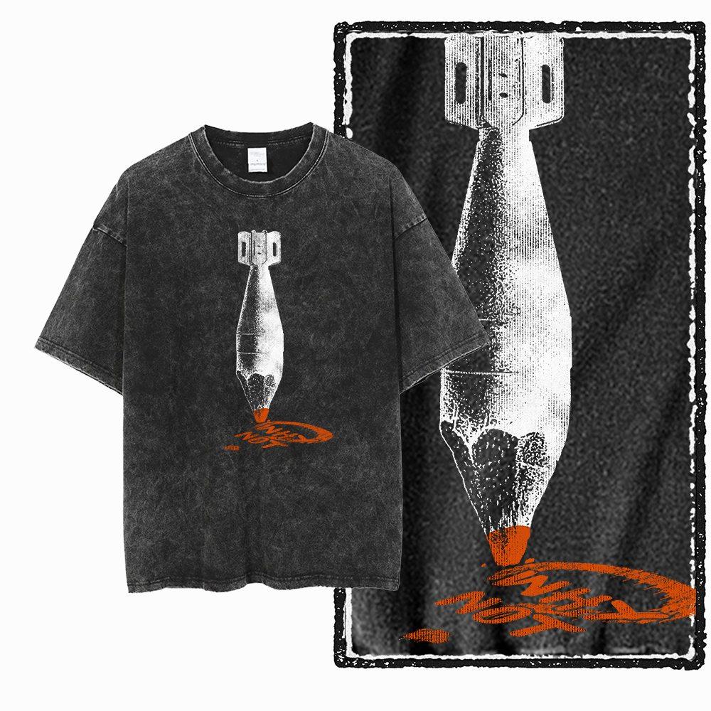 Katoen Gewassen Verweerd Grote Maat Vintage Grafisch T-shirt Heren Anti Oorlog T-shirt Vrede Geen Oorlog Grafische Print Katoen T-shirt G