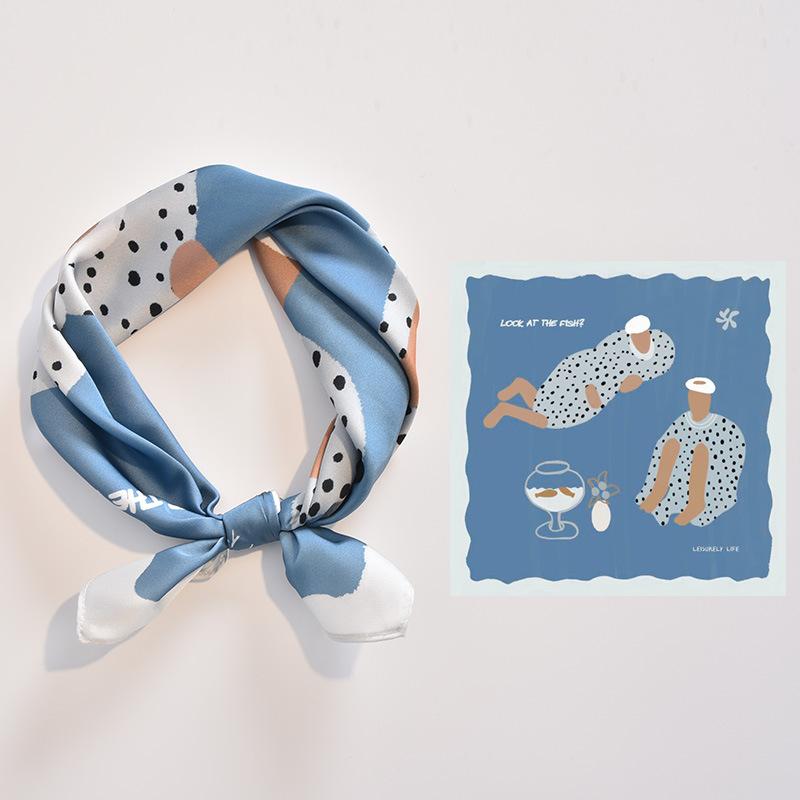 53*53cm Moteskjerf dame simulert silke firkantskjerf pannebånd