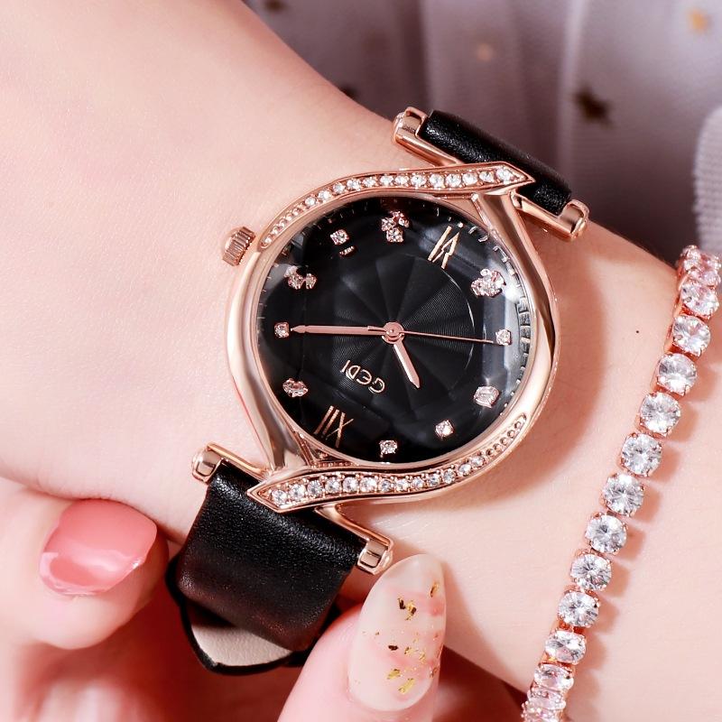 Light Luxury Diamond-Encrusted Watch Women S Niche High-End Guangzhou Watch Retro Belt Quartz Watch