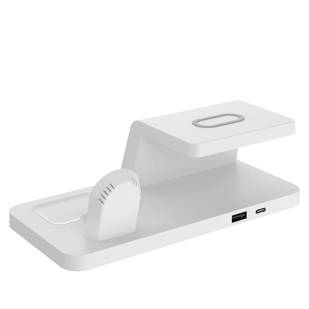 USB Type-c Plug Electronic LED Alarm Clock with 15W Wireless Charger for Headphone/watch/mobile Phone Bedside Charging Clock