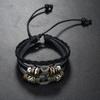 Multi Layer Leather Bracelet Adjustable Star Beaded Bangle for Women Men