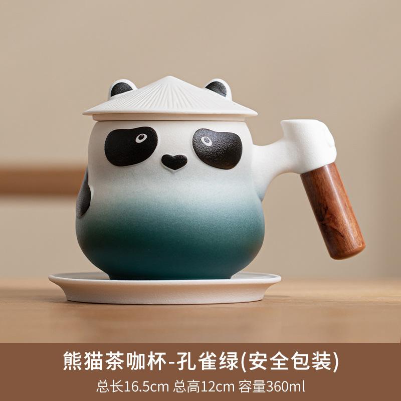 Panda kelímek na bubble tea kávový kelímek domácí keramický hrnek s víčkem kancelářský kelímek pro oddělení čaje s uchem dárková krabička