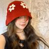 Korean Style Beanies Hat Sweet Bucket Hat Retro Crochet Flower Knitted Hat  Outdoor