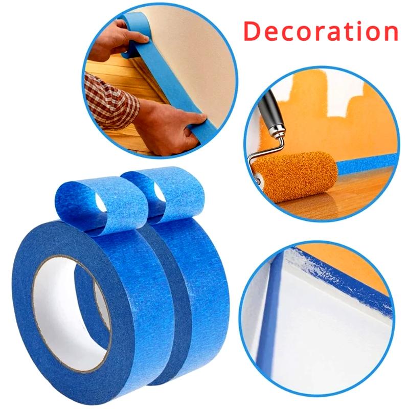 2/6/10Roll Home Security Masking Easy Removal Blue Multi-surface Construction Paint Tape 20M/Roll Wall Painting