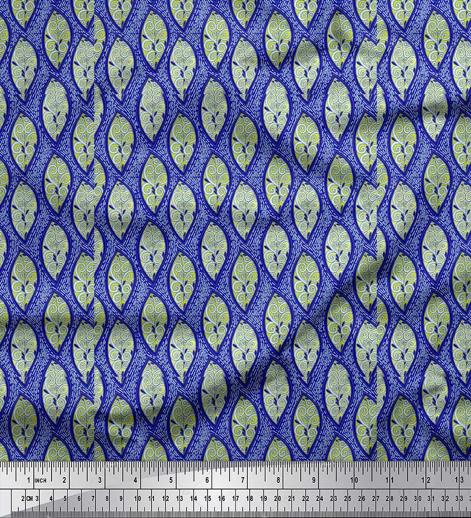 

Тканина Soimoi Purple Japan Crepe Satin Artistic Leaves Decor Fabric Printed meter 42 Inch 42 Inch Wide - Poly Crepe синій