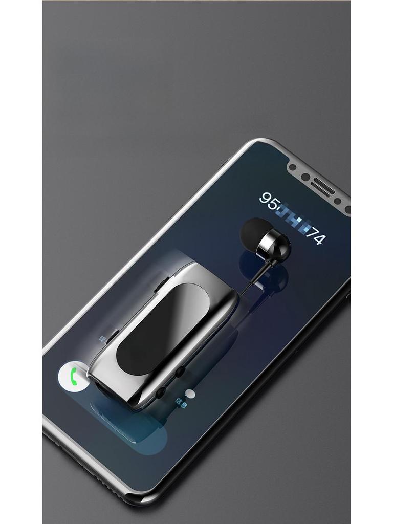 K55 Bluetooth Headset: Vibrating Call Alert, Clip-On Design, Retractable Cable, Smart Connection, Sports Single-Ear In-Ear Style