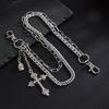 Fashion Punk Metal Pants Chain Hip Hop Waist Chains Cross Skull Pendant Jeans Belts For Men Women Accessories Gifts