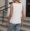 2025 Summer Women's Pleated Solid Color Sleeveless Hollow Out T-shirt Vest