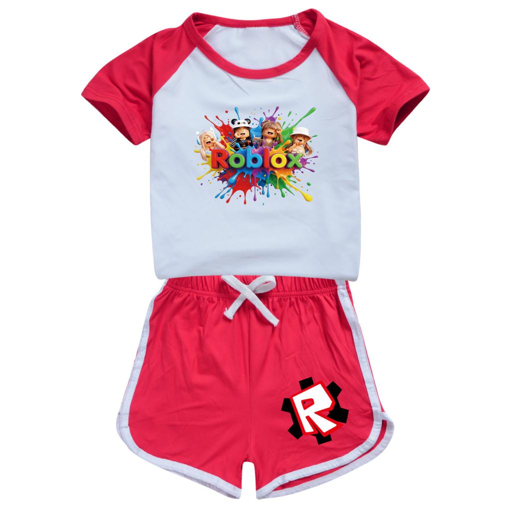 5575 Multi-color Kids Boys Girls Roblox T-shirt Shorts Top Pants Sport Clothes Set