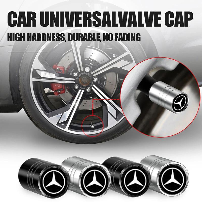 4Pc Car Wheel Tire Valve Caps Air Stem Tyre Plug Accessories For Mercedes-Benz W203 W204 W205 W212 W213 W166 W167 W176 W177 W223