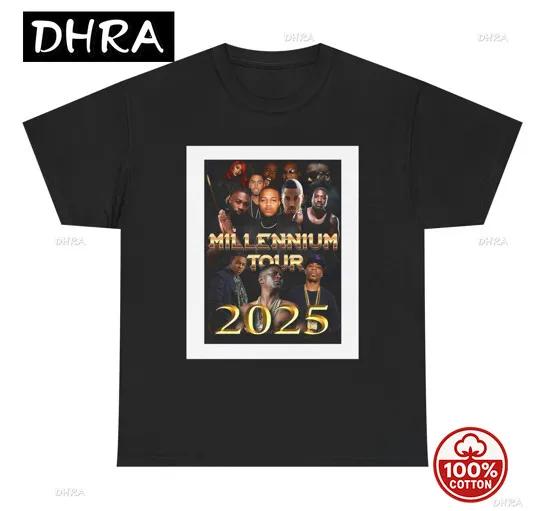 Millennium Tour Shirt 2025 T Shirt Y2K Throwback Concert Nostalgia Meme Tee in Casual Graphic Tee Retro Shirt Loose Breathable S
