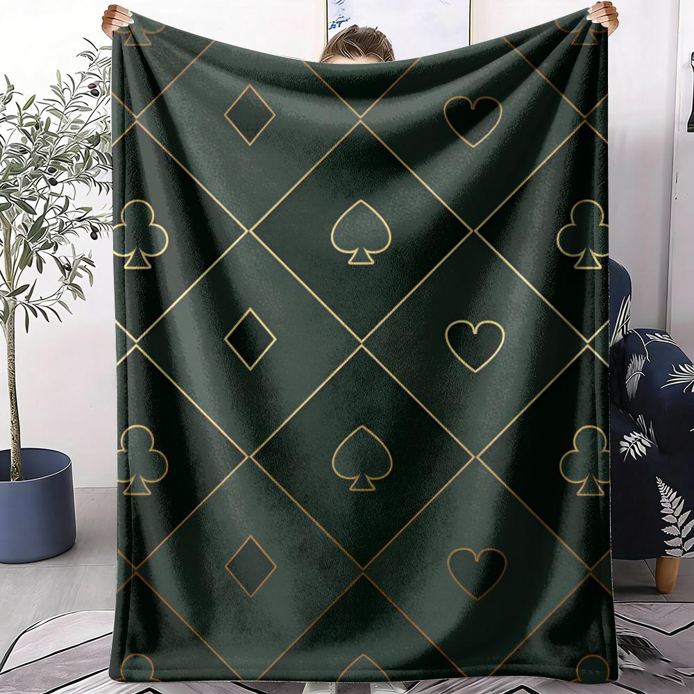 Playing Card Patterns Throw Soft Flannel Throw Blanket Lightweight Cooling Summer Ac Nap Blanket For Sofa Bed Couch Travel