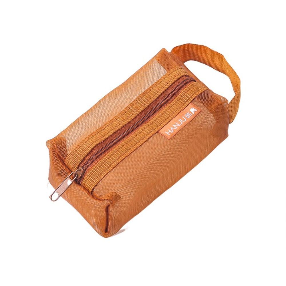 

Zipper Mesh Coin Purse with Handle Toiletry Storage Bag Cute Transparent Cosmetic Bag Girls оранжевый