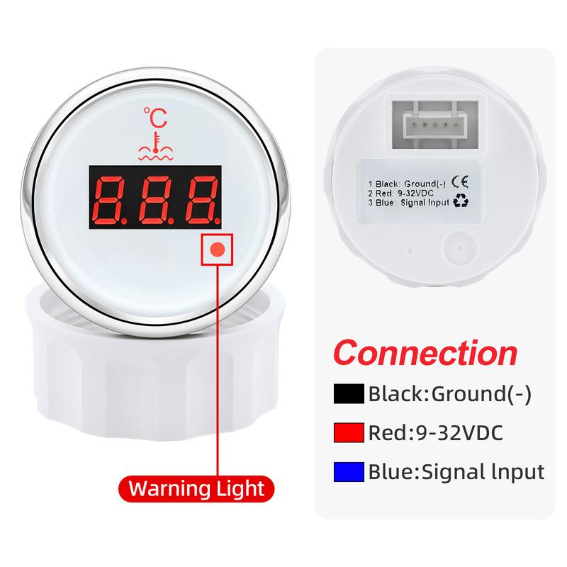 Red Light 0~120℃ Water Temp Meter+Sensor Digital Water Temperature Gauge with Alarm for Car Marine Yacht Boat 12V 24V ized