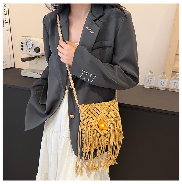 Богемная бахрома плетеная сумка женская 2024 новая интернет знаменитость сумка через — фото 4