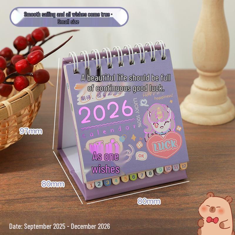 2026 Cartoon Desk Calendar: Cute Creative Desk Ornament with Index for Self-Discipline Check-in - Enterprise Special Edition