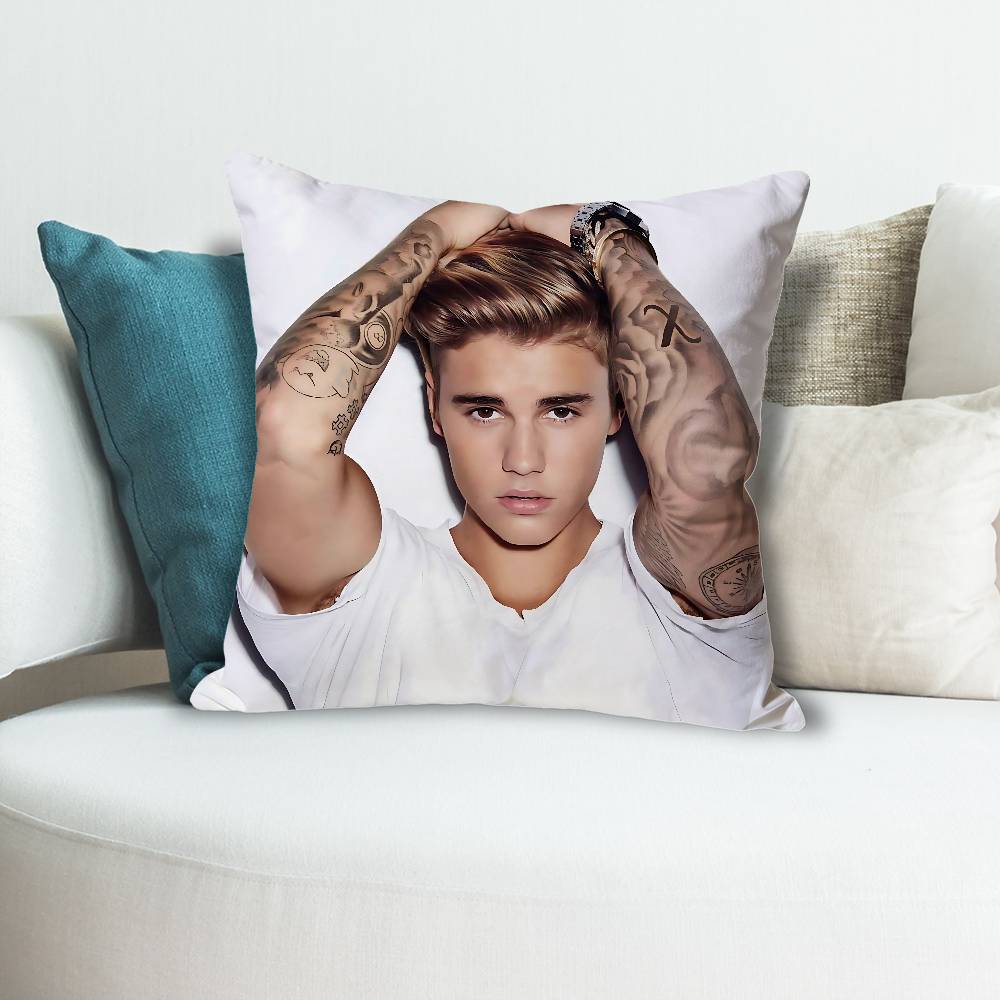 Singer JJustin BBieber Various Sizes Square Pillow Case For Car Home Bedchamber Decor Custom Valentine gift