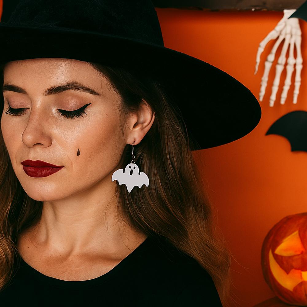 Bat Halloween Earrings Heart Pumpkin Dangle Earrings Fashion Cute Ghost Ear Studs  All Saints' Day