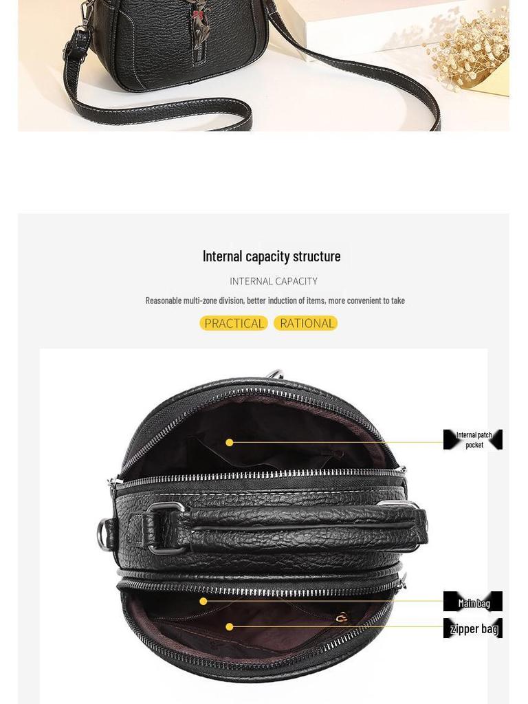 2024 Fashion Women's Small Round Crossbody Bag with Cute Pendant