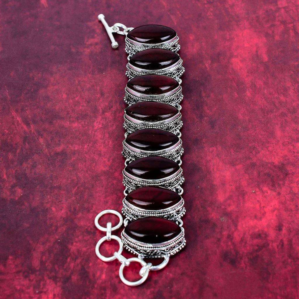 Red Flash Labradorite Bracelet, 925 Sterling Silver Gemstone Jewelry, Handmade Bracelet Amazing Jewelry, Gift For Her