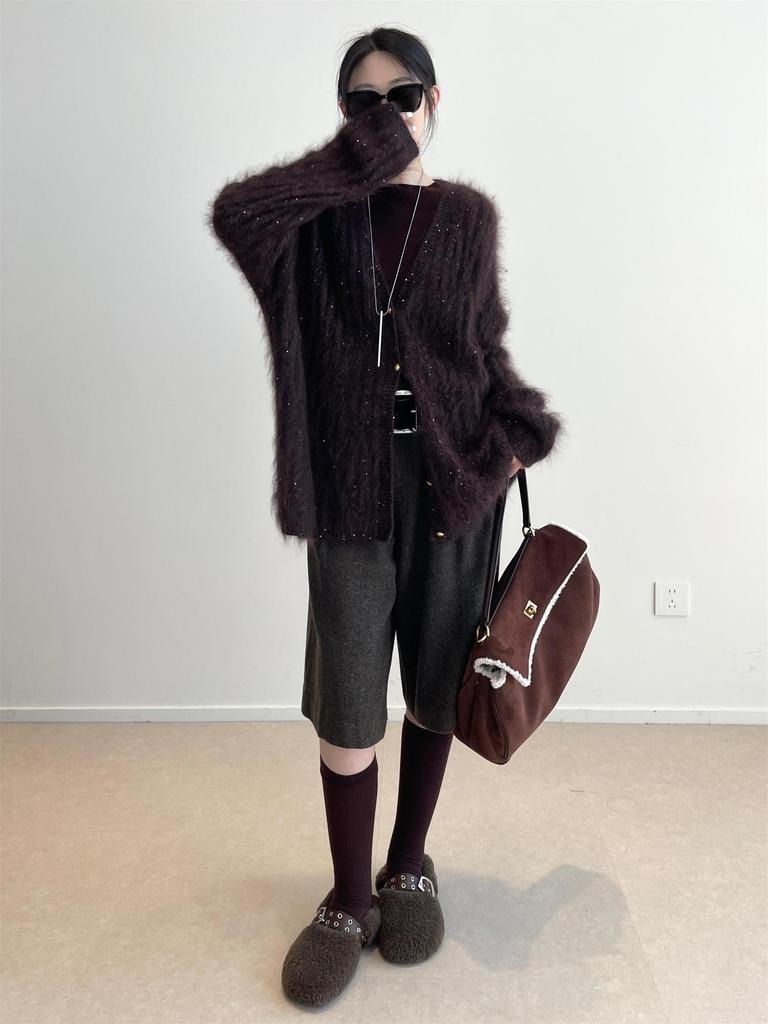 Luxurious South African Mohair & Italian Lurex Sequin Cardigan