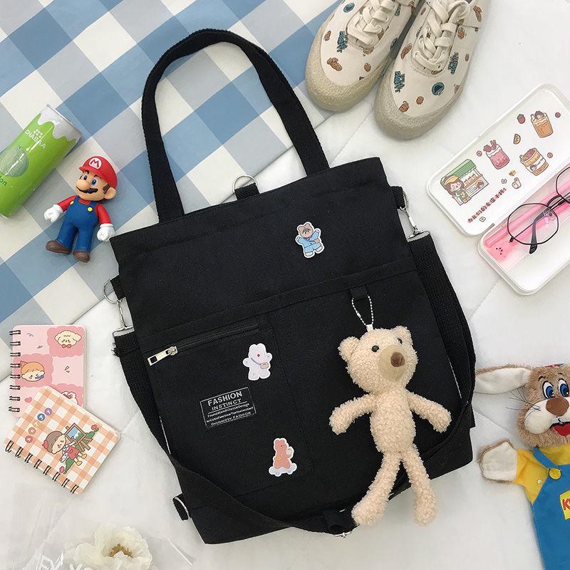 Korean Style Canvas Crossbody Tote - Versatile Large Capacity Fashion Shoulder Bag for Students