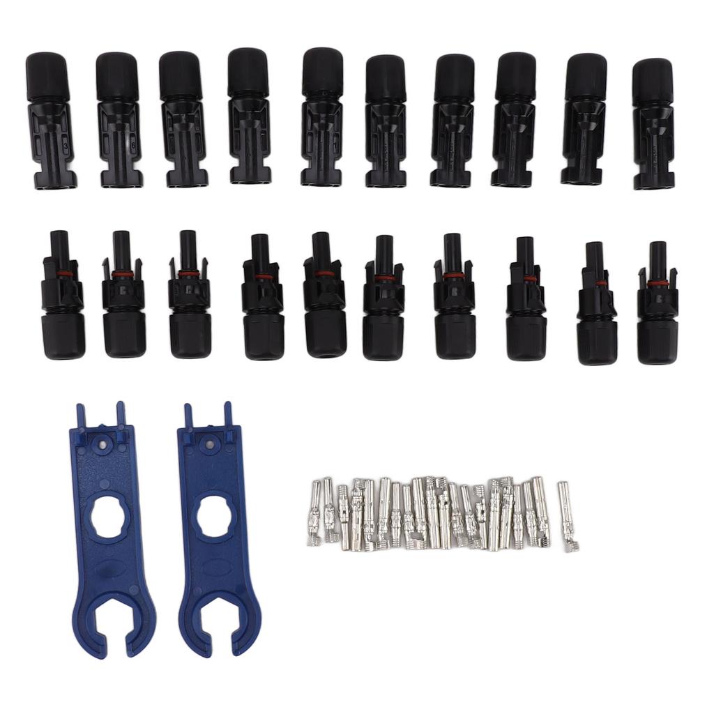 Solar Connectors with 10 Pairs Male Female Plug Spanners Waterproof Flame Retardant Solar Panel