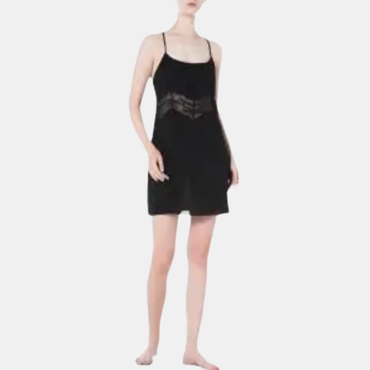 Calvin Klein Solid Color Short Lace Camisole Dress Women Dresses Black QS6846-UB1