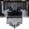 Sexy Halloween Table Cover Door Curtain, Lace Spider Web Fireplace Cover, Scary Skeleton Witch Party Set Bat Print Window Drapes for Home Indoor Decor