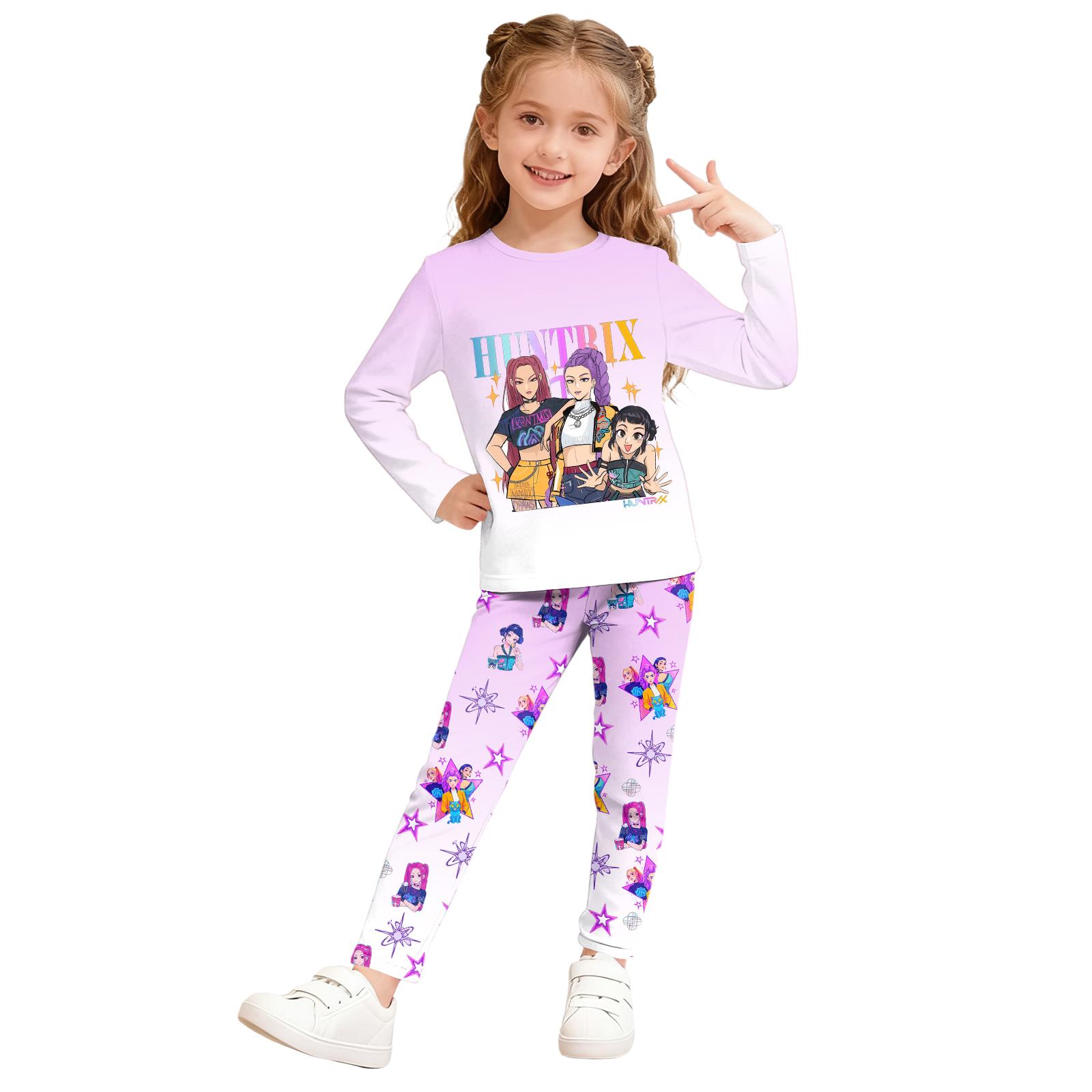 

Children s Fashion Suit Skirt Round Neck Long Sleeve Top Pants 160 фиолетовый