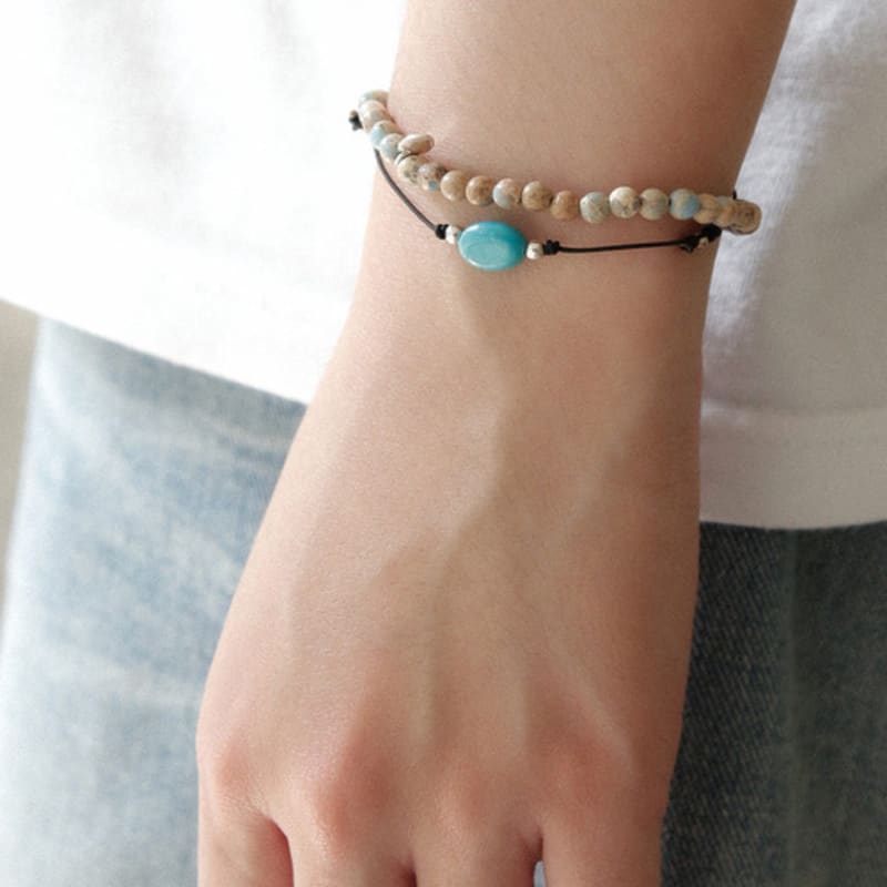 

J.Lauren [MADE] Turquoise Pendant Silver Ball Bracelet B01025 ellipse