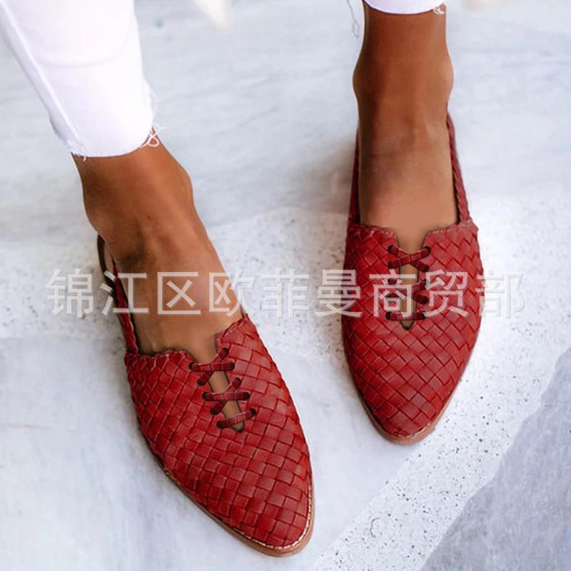 Summer New Sandals  Shoes Flat-soled Woven  Shoes