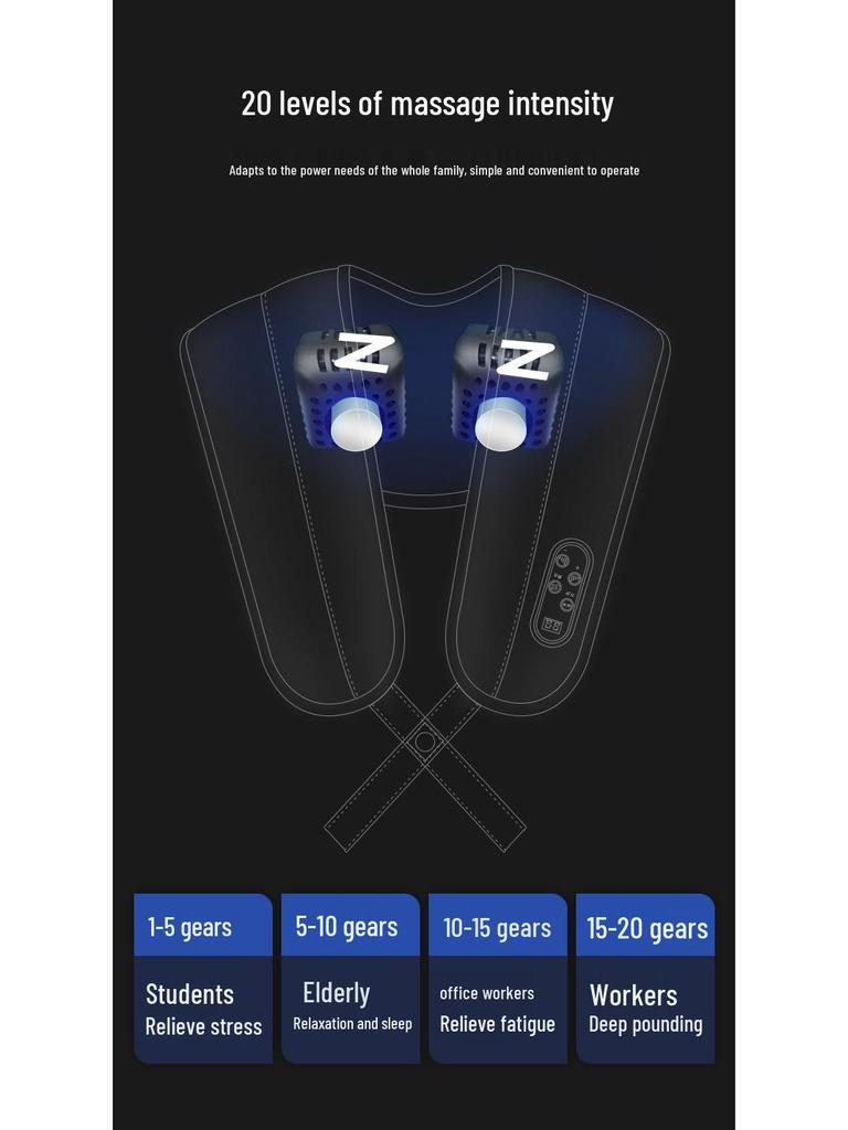 Multi-Functional Neck & Shoulder Percussion Massager for Back, Waist & Cervical Vertebra Tapping