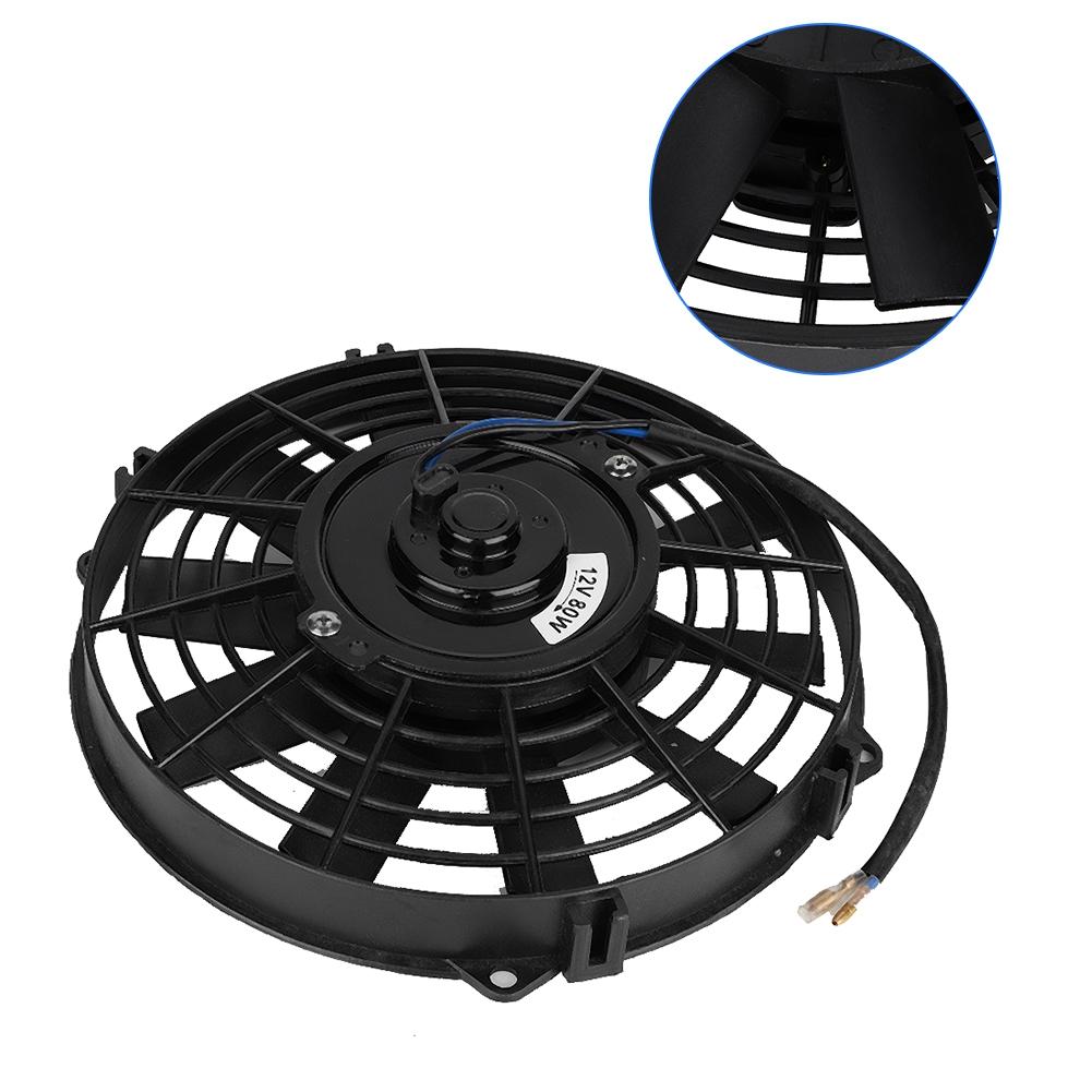 12V 80W 9inch Universal Car Curved Blade Air Conditioner Condenser Electric Cooling Fan