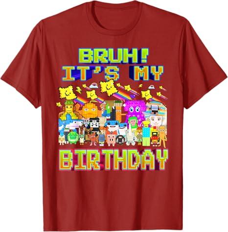 Bruh Its My Birthday Funny Brainrot for Boys Teen TShirt Y2k Silly Brainrot Humor Saying Tee Novelty Gift Unique Aesthetic Top S