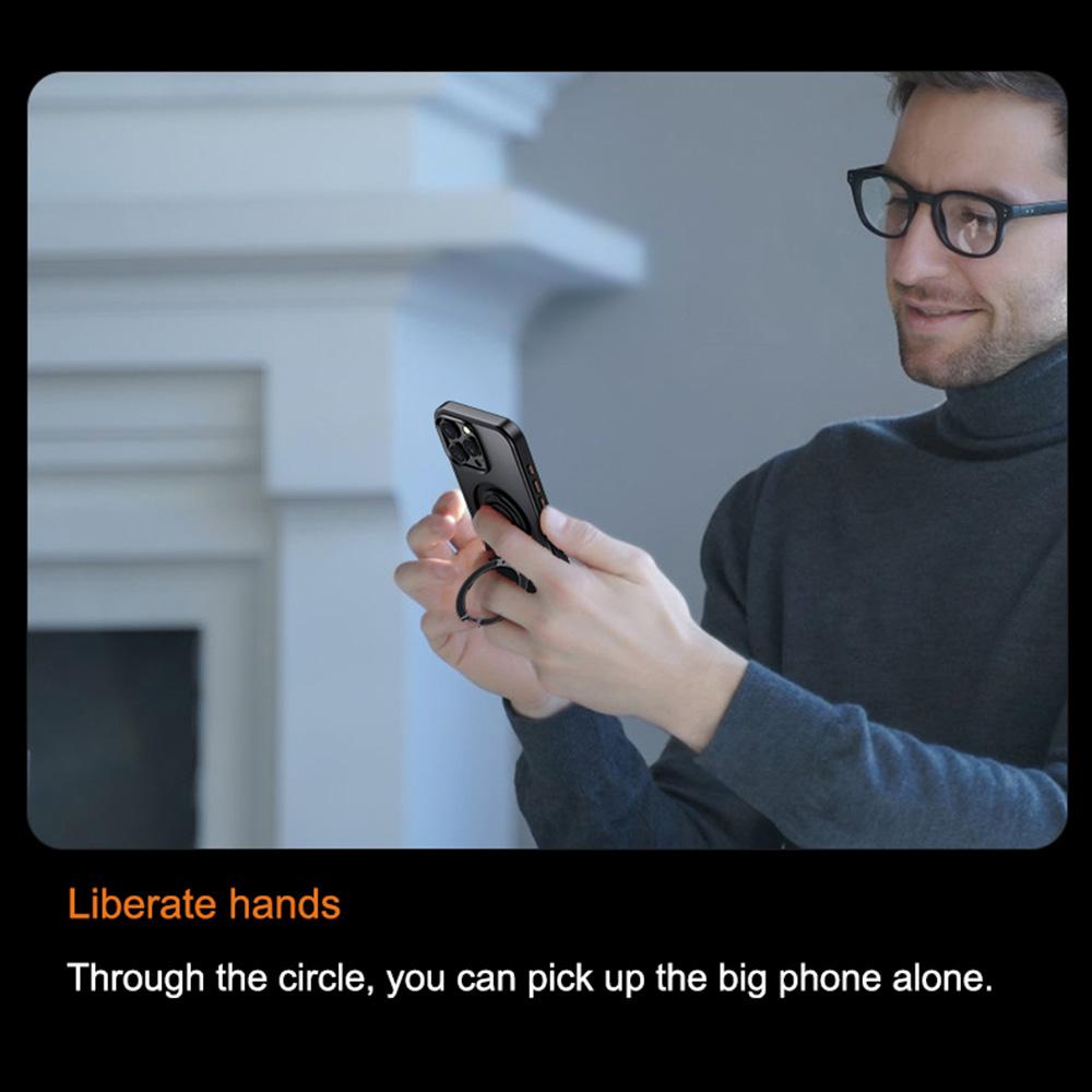 For iPhone 15 Pro Case Compatible with MagSafe Kickstand Translucent PC+TPU Phone Cover with Silicone Ring