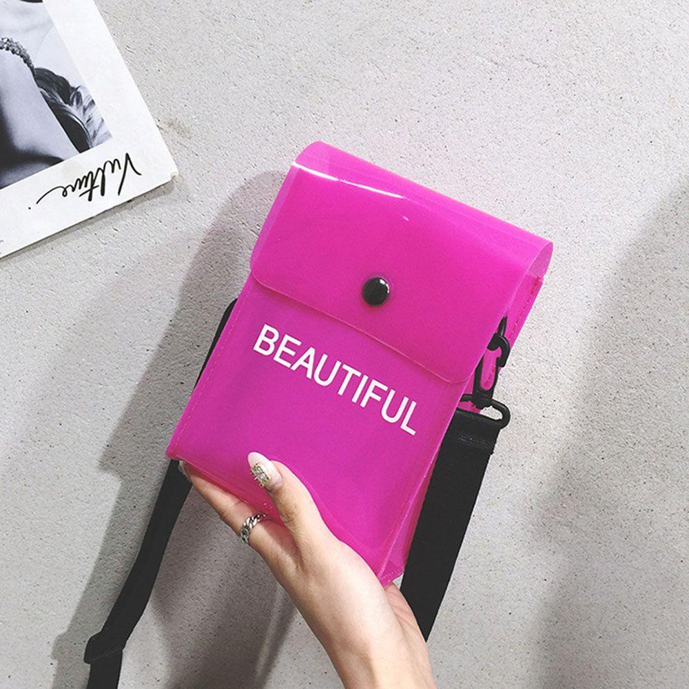 

Flap Bag PVC Jelly Color Transparent Messenger Bag Phone Pocket Crossbody Bag Single Shoulder Bag розовый