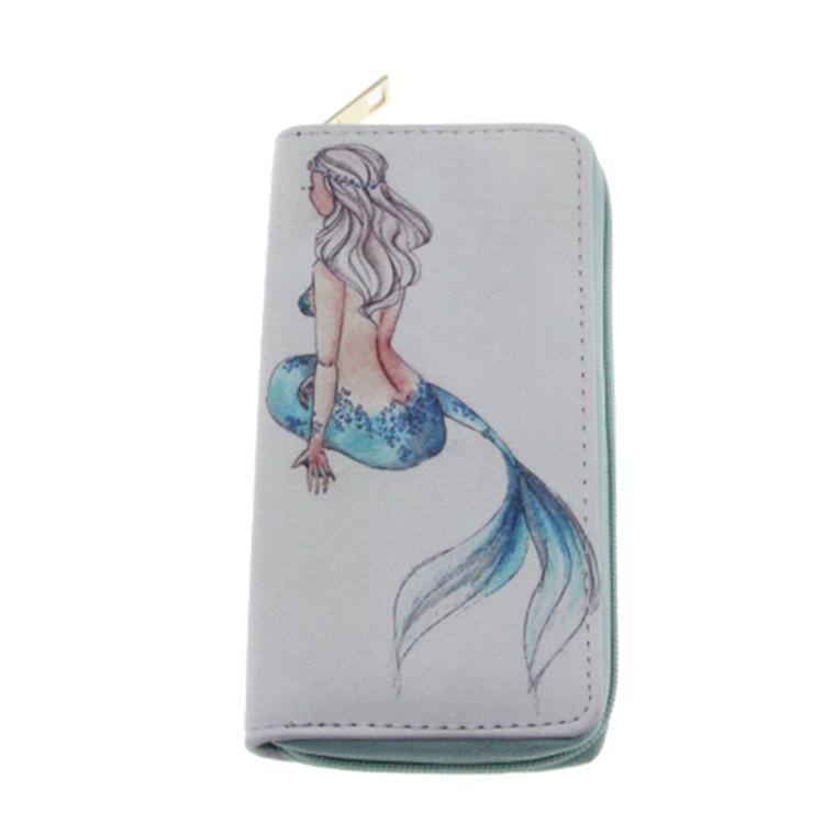 Mermaid long zipper wallet, card bag, wallet, clutch bag.