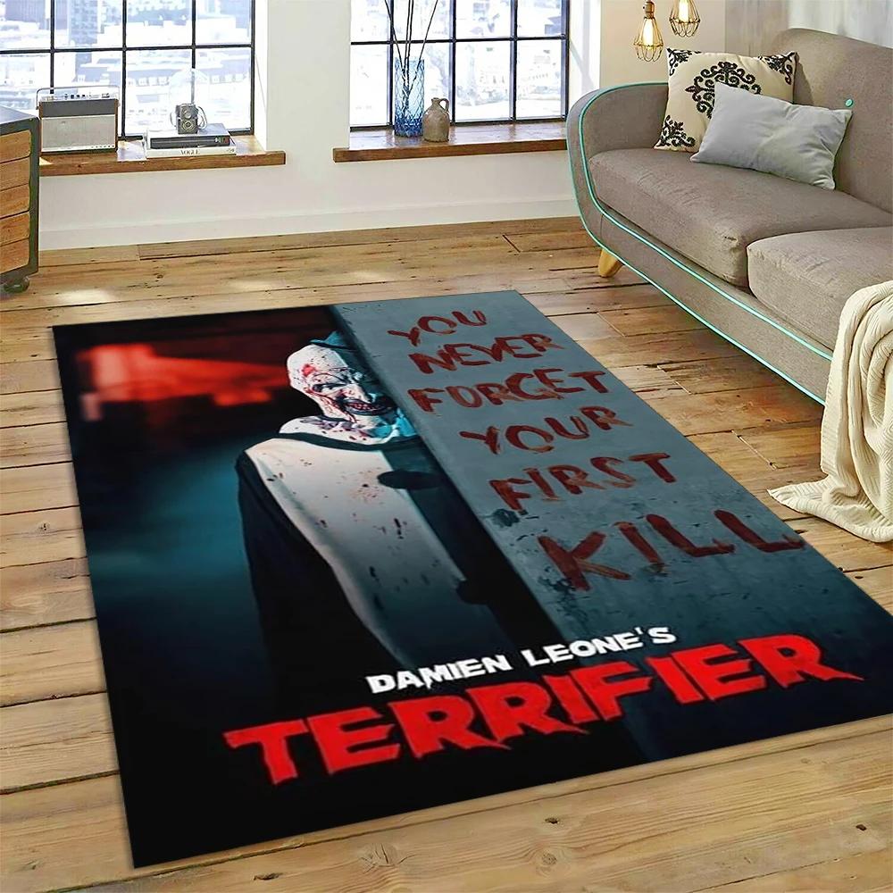 2025 New Style Terrifier 3 Horror Clown Movie Carpet Rug for Bedroom Living Room Home Sofa Decoration,kids Play Decor Floor Mat