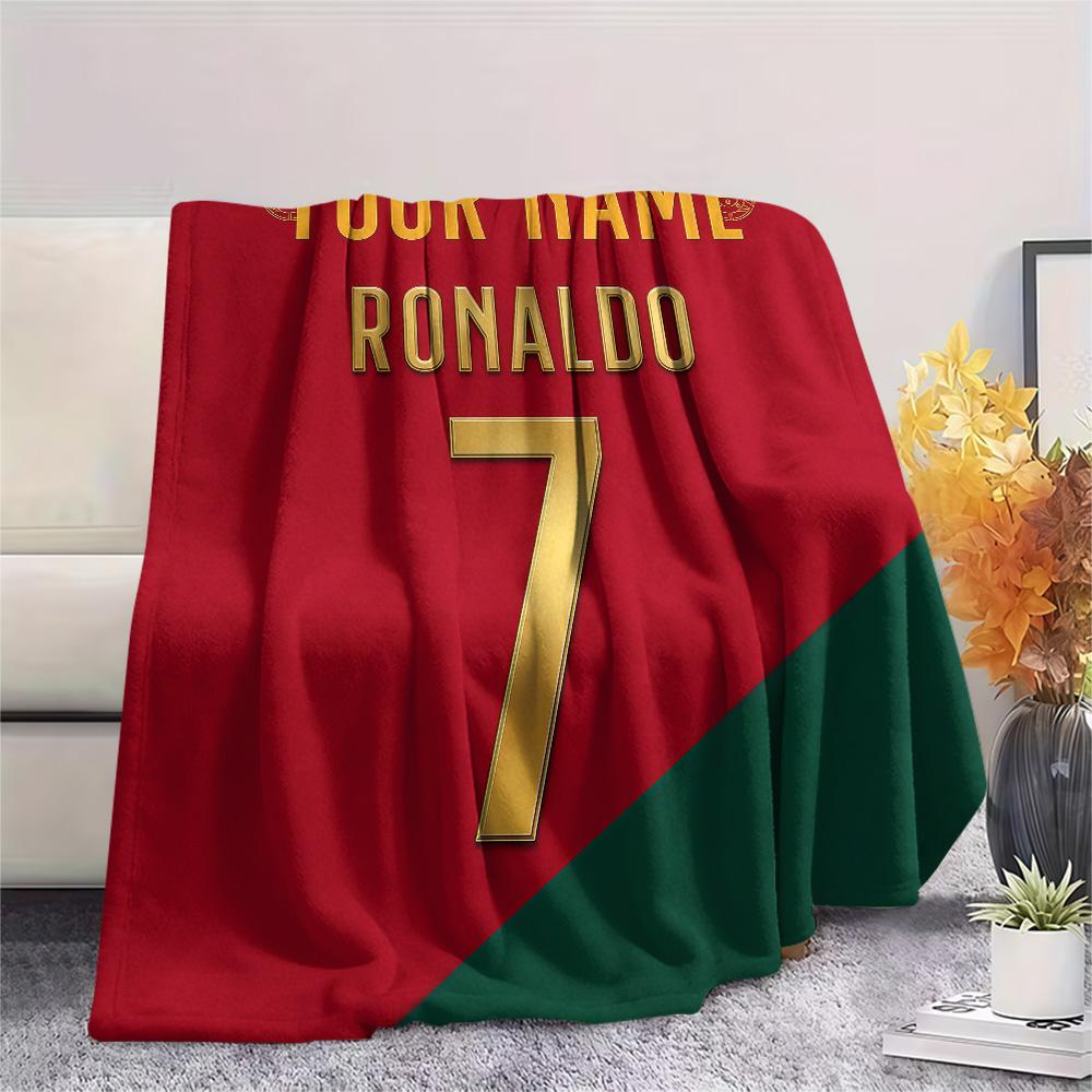 1PC Custom Name CR7 Patterned Flannel Blanket Suitable For All Seasons for Home Decor Warmth and Comfort Gifts Holiday Present -HE53