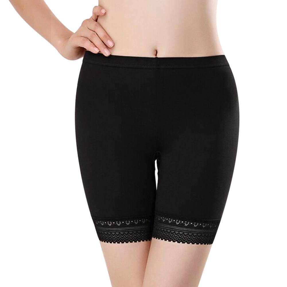 Lässige Damen Baumwollspitze Sicherheits-Flachshorts Elastische Unterwäsche Yoga Leggings Unterrock Höschen