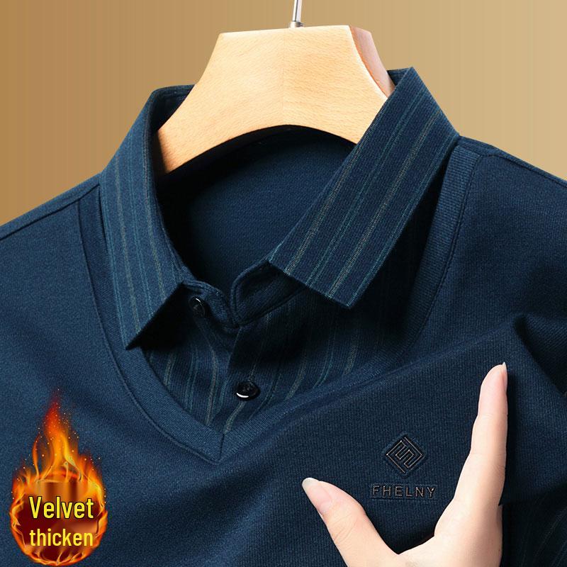 Men's Woodpecker Two-Piece Sweater Shirt, Plus Velvet, Thick Knitwear for Autumn/Winter.