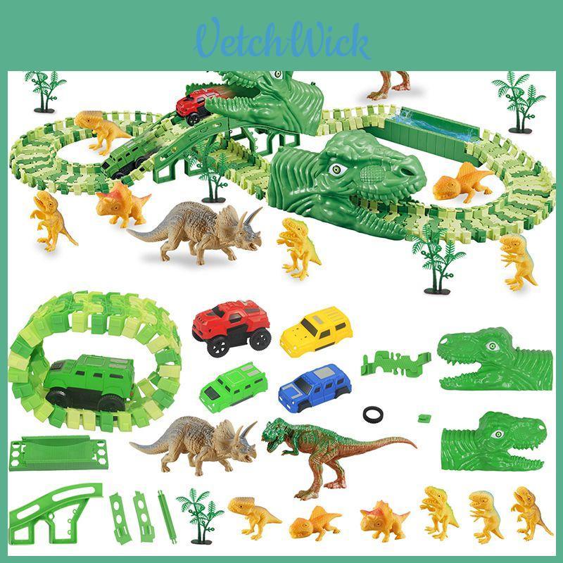 Exciting 165pcs Dinosaur Electric Rail Car Track Racing Toy Set For Endless Fun